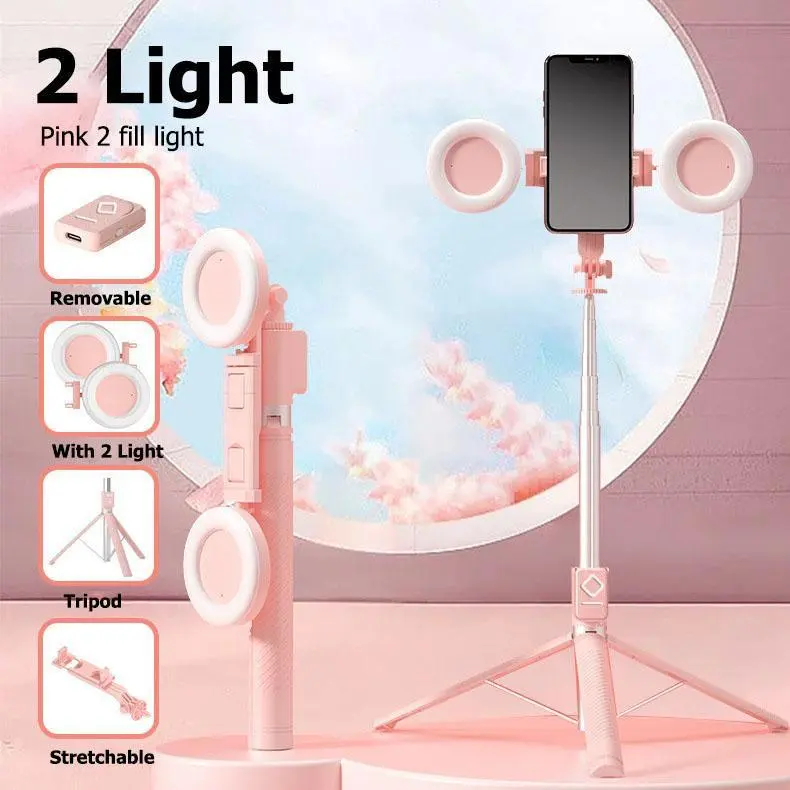 IMOLI 67-in Adjustable Smartphone Selfie Stick - Cellphone Selfie Accessory with Dual Fill Lights, Built-in Tripod, Wireless Remote, Page Turner, Filming Setup, Ideal Gift Option
