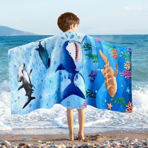 Shark Beach Towel for Boys - 30 x 60 Quick Dry Sand-Free Swim Towels for Boys Super Soft Absorbent Towel, Pool Camping Travel Bath Towel for Outdoor Sports Picnic
