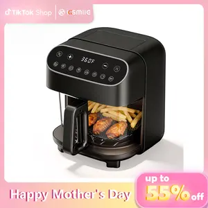 Mother's Day Gift | Kismile 5 Quart Air Fryer, 8 Preset Modes, Cook Whole Chicken/Wings/Fries/Steak, Visible Fry Bowl for Best Cooking Results, Non-Toxic High Borosilicate Glass Basket, Dishwasher Safe PFSA Free,
