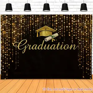 Graduation & Grad Party Backdrop – Cap Scroll Lights Tapestry, Wall Hanging, Photography Background, Polyester HD Print, Photo Booth, Party, Event, Celebration Decor