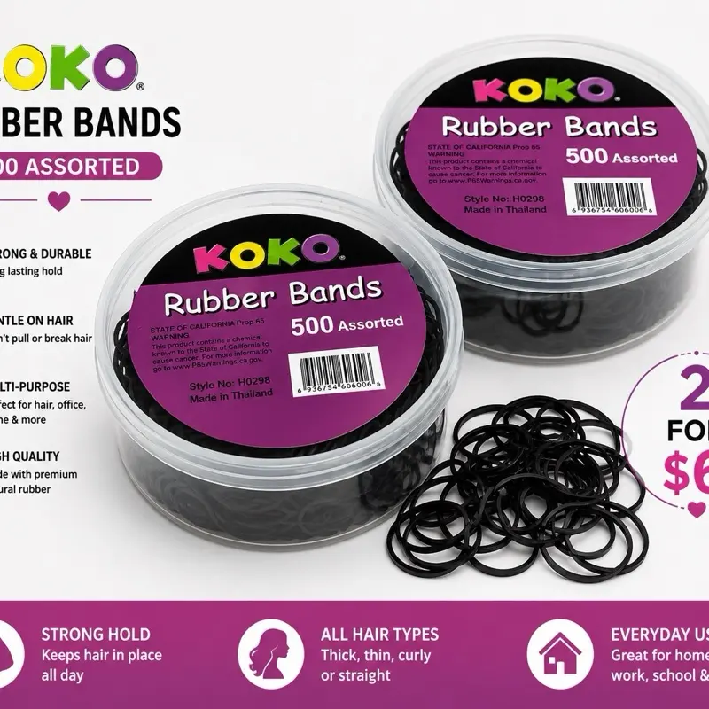 KOKO Black Rubber Bands 500 Count