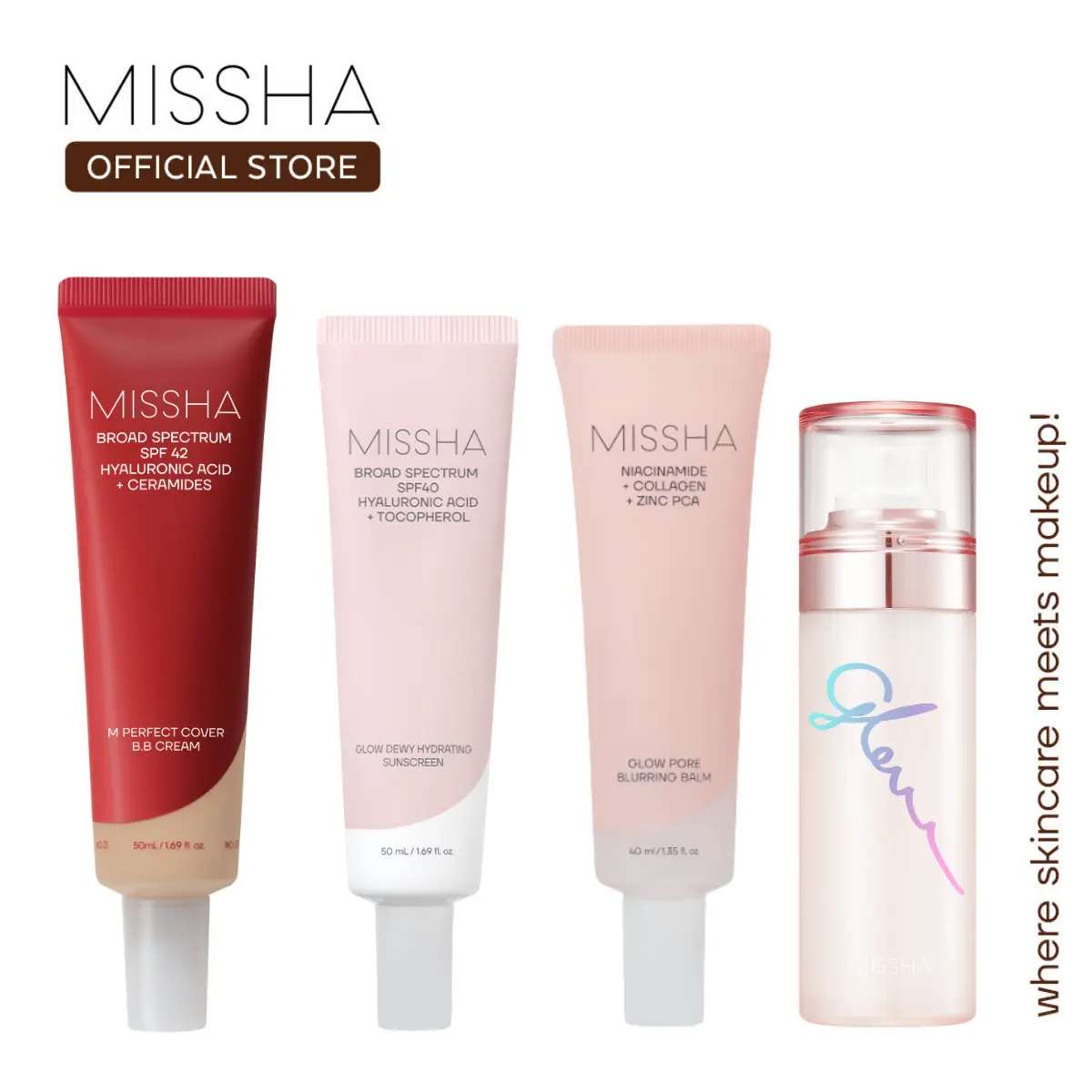 [MISSHA Official] Tiktok's Best BB Cream + Pore Blurring Balm + Hydrating Sunscreen + Glow Skin Balm Mist Bundle