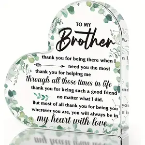 Heart Shaped Acrylic Desk Plaque, Letter Pattern Ornament, Sentimental Message from Sister Or Brother-in-Law, Ideal for Birthday, Home Office Decor, Home Decor, Signs