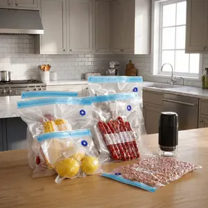Reusable Vacuum-Sealing Storage Bags with Electric Vacuum Pump, Airtight Leakproof Food Bags for Kitchen Freezer & Meal Prep