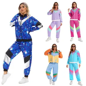 HalloweenCostume80sRetroDiscoHip-hopSportsJacketandPantsSetforMenandWomenAdultDanceCostume