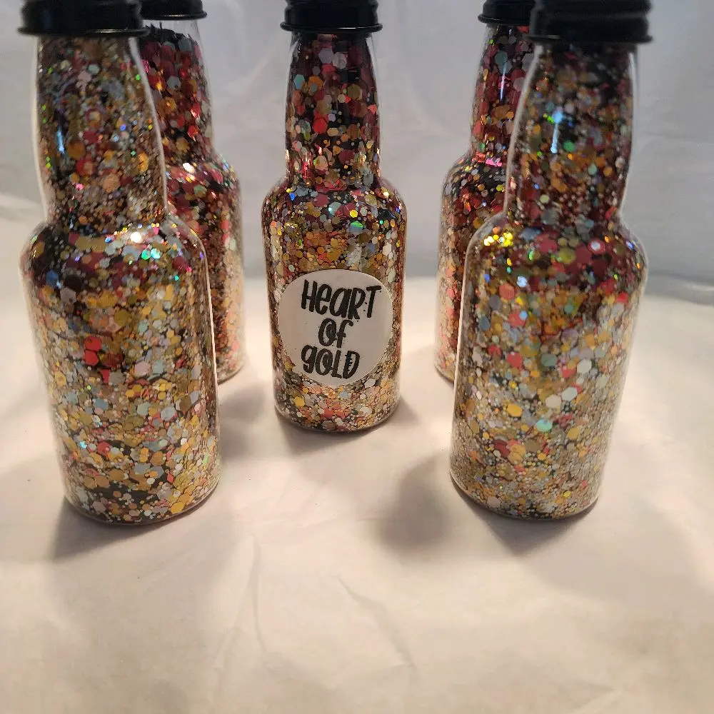 Gold Heart-Shaped Craft Glitter, 2 oz Bottle of Elegant Glitter Powder for a Sparkling Look & Creative Crafting, 2Oz, Apply Easily, Powder Flakes, 2 Fluid Ounces