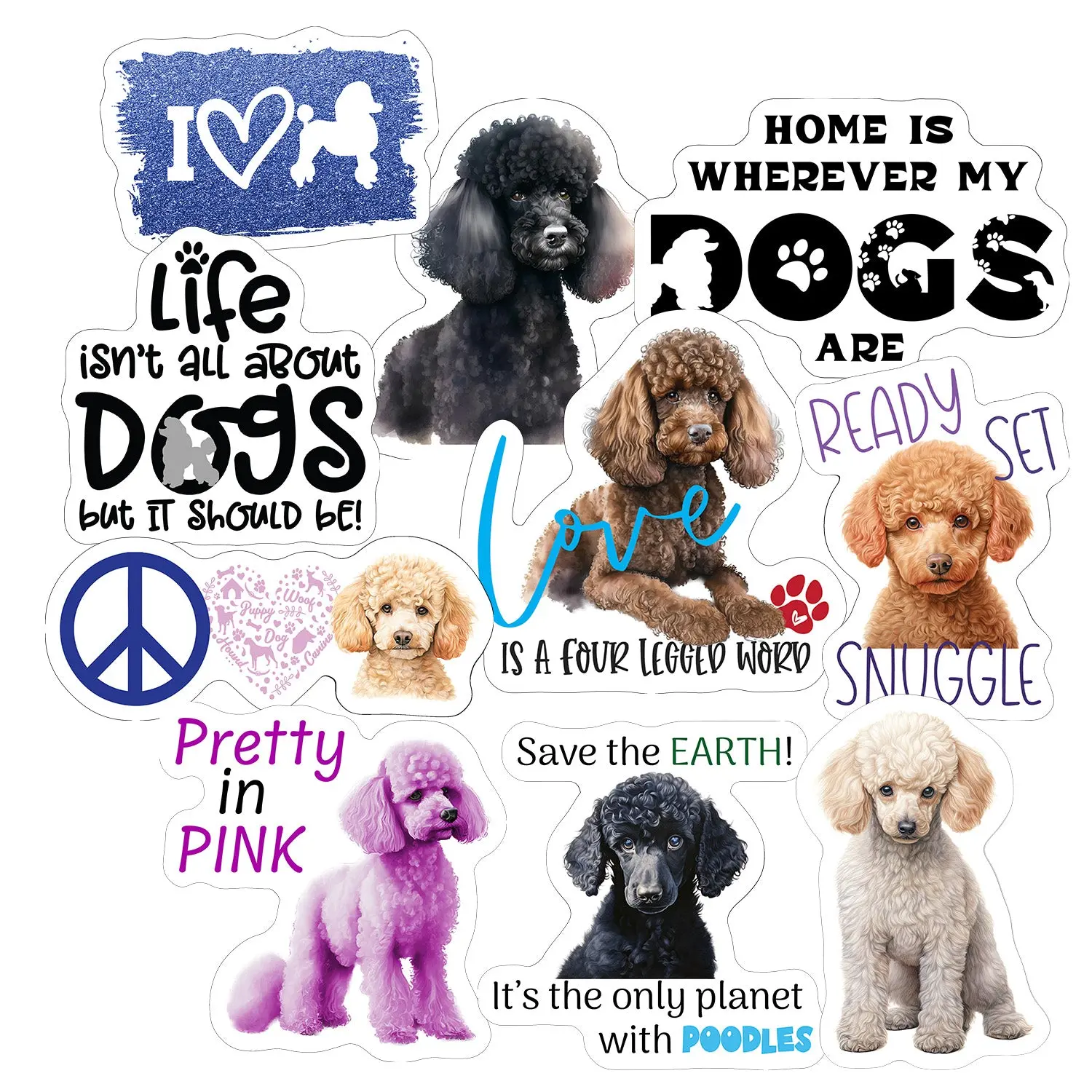 Poodle Stickers, Ten Vinyl Stickers Supporting Poodle, Great Poodle Gift, Decorative Stickers