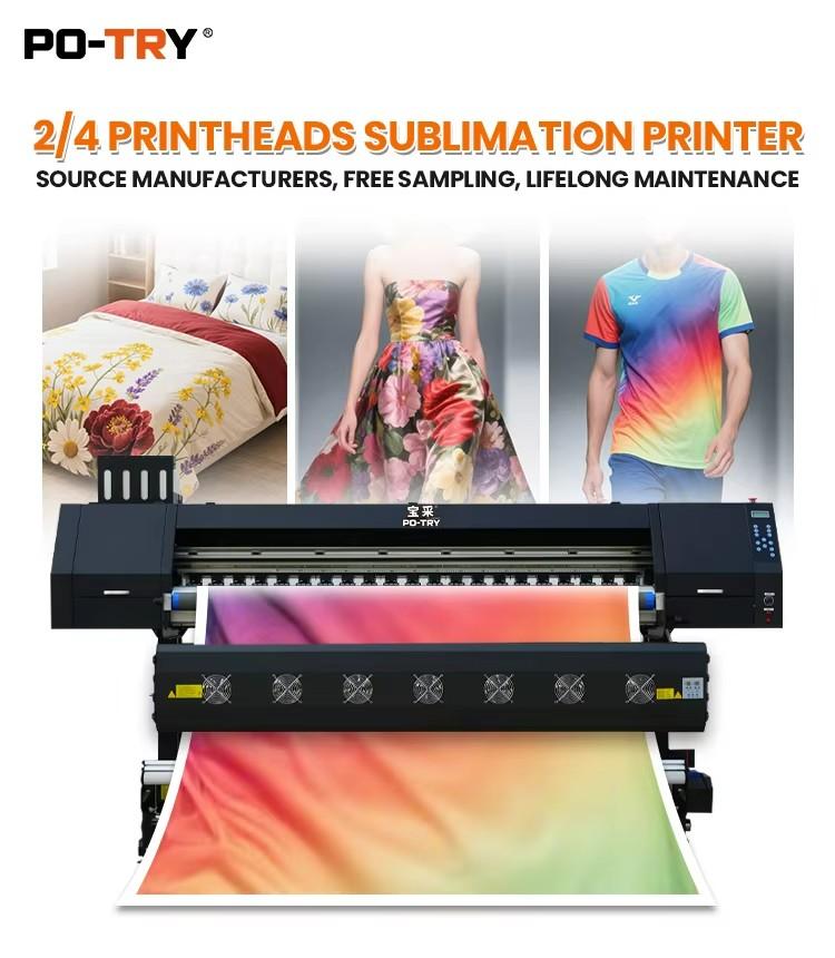 PO-TRY High Speed Sublimation Printer 8 Heads Industrial Heat Transfer Machine for Sportswear Polyester Fabric 4000m/Day