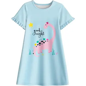 P-GCS051   Girls Nightgowns Kids Nightdress 3-10 Years Toddler Pajamas Fantasy Princess Sleepwear Short Sleeves Nightie