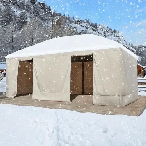 Outdoor Cover for Hardtop Gazebos - Winter-Ready Enclosed Design with Sidewalls & Mesh Windows, All-Weather Protection