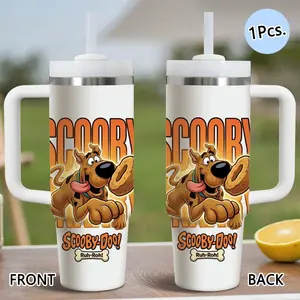 Cartoon S-Scooby Doo Vacuum Flasks 40oz Stainless Steel Vacuum Insulated Tumbler with Handle & Straw | Leak-Resistant Travel Mug | Long-Lasting Cold Drinks | Iced Coffee Thermos & Water Cup for Office, Gym & Travel Drinkware
