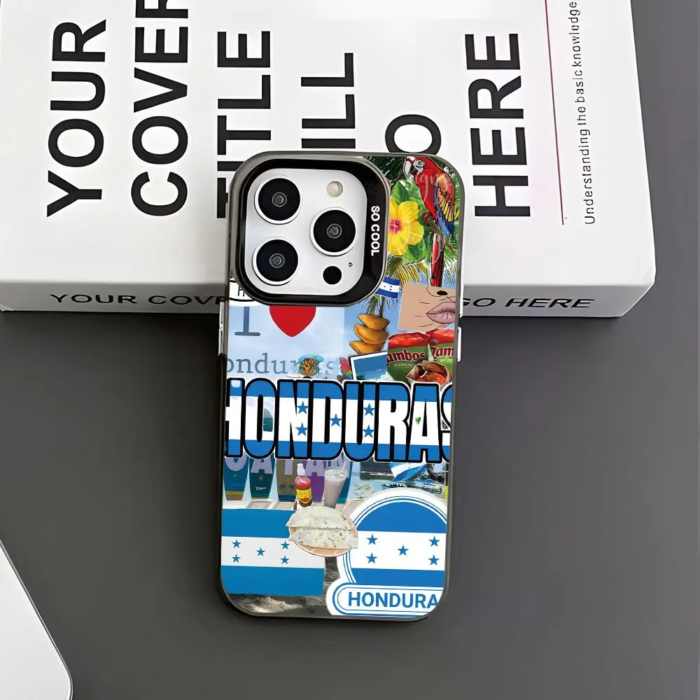 Honduran element collage pattern, stylish and simple~ New non-slip large hole anti-drop mobile phone case, interesting personality and chic, trendy holiday gifts for men and women, suitable for iPhone16/15/14/13/12/11 PLUS/PROMAX/PRO series