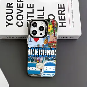 Honduran element collage pattern, stylish and simple~ New non-slip large hole anti-drop mobile phone case, interesting personality and chic, trendy holiday gifts for men and women, suitable for iPhone16/15/14/13/12/11 PLUS/PROMAX/PRO series