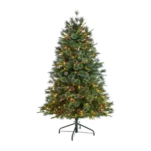 Nearly Natural 4-ft Snowed Tipped Clermont Pine Christmas Tree