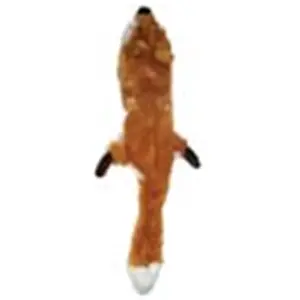 212 MAIN Ethical Natural Cotton Blend Soft Plush Dog Skinneez Toy - 15-in Fox Shape, Double Squeak for Extended Play, Model 5498