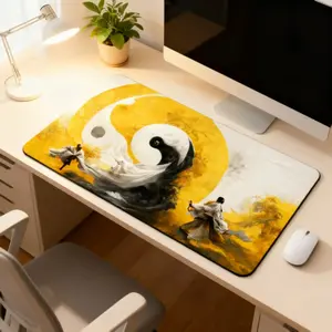 Taoist Dragon Pattern Mtg Game Mat, Non-Slip Easy Clean Tcg Playmat, Double Needle Hemming, Picnic Travel Magic Party Mouse Pad