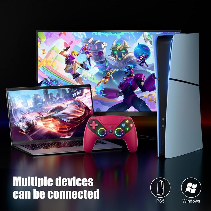 RGB Wireless Controller Mult-platform Compatible, Dual Vibration, Turbo, Programmable Buttons