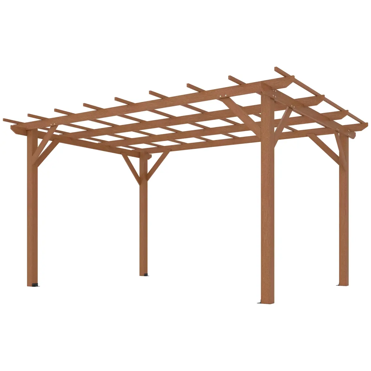 212 Main 84C-571V00DR 10x13ft Size Wood Frame Outdoor Pergola - Outsunny Dark Brown Home Improvement Garden Building, Outdoor Shade Gazebo Grape Trellis with Stable Structure for Climbing Plant Support, Open Roof