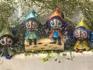 Creepy Doll Witch 3D Printed Art Toy with Stand, Hand Painted in Various Colors, Not Suitable for Young Children, New