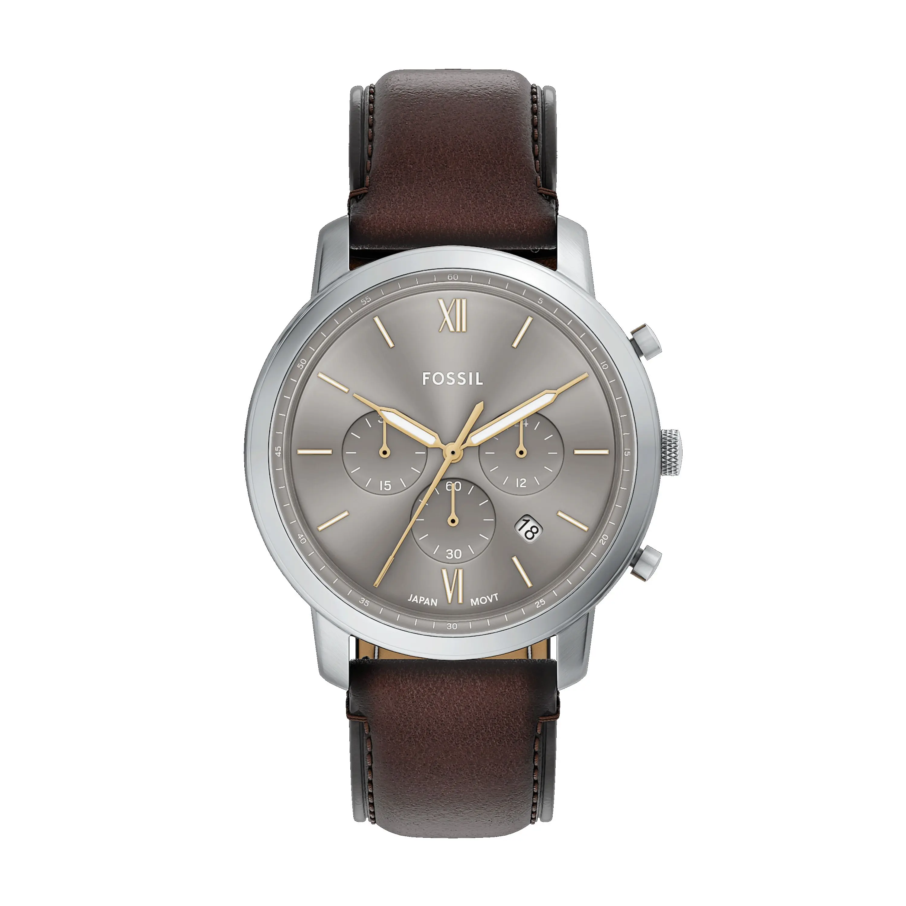 Fossil Men's Neutra 44mm Chronograph Brown Leather Watch