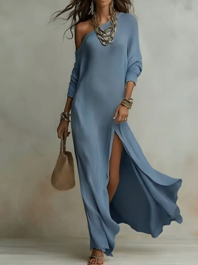 EGO ASYMMETRIC ONE SHOULDER RUCHED DETAIL DRESS IN WINE SLINKY - TikTok Shop