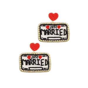 Just Married Beaded Earrings