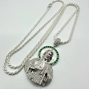 Half-Body Saint Jude Pendant in 925 Sterling Silver – Elegant & Devotional Design”