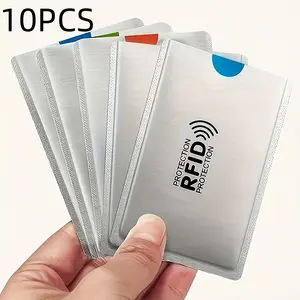 RFID Blocking Card Sleeves Set of 10, Bank Card ID Protection Case, Anti-Magnetic Theft Proof Wallet, Portable Privacy Guard