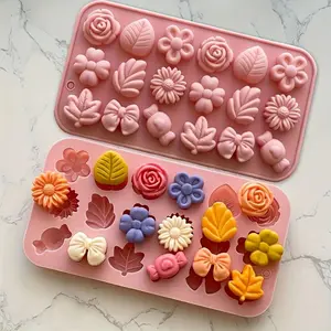 3pcs Silicone Candy Molds, 18-Cavity Baking Mold for , Chocolate, Candy, Cake - Sunflower Silicone Candy Mold, Flower Chocolate Mold for Baking, Ice Cube Mold, Jelly Fudge Pudding Mold, Tulip-Shaped Silicone Mold - Ideal for Birthdays, Weddings