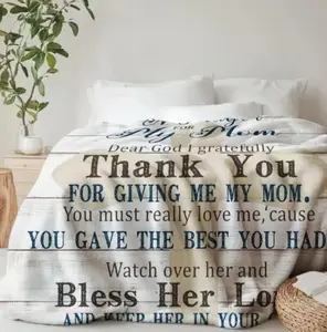 Rustic Wood Cross Soft Throw Blanket - "A Prayer For My Mom" Design, Thoughtful Gift for Mom from Child for Mother's Day, Birthday
