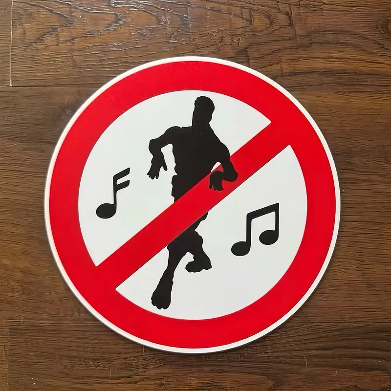 Red Circle "No Dancing" Casual Party Decorative Plaque Signage with Dance Silhouette & Music Notes, Cool Room Decor, Funky Home Decor for Gaming Room Walls, Quirky Gifts Geek Gift for Gamers, 12in/8in