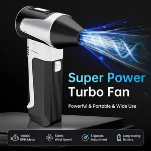 Portable Turbine Jet Fan Electric Blower, 130,000 Rpm, 3 Speed Settings, Wireless Hair Dryer, Car Cleaning Tool, Keyboard Dust Remover, Multi-Use Home & Office