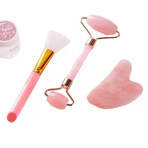 Holistic Skincare Rose Quartz Facial Roller Set - Comfortable and Effective Skincare Solution Gua Sha Soothing Calming Crystal