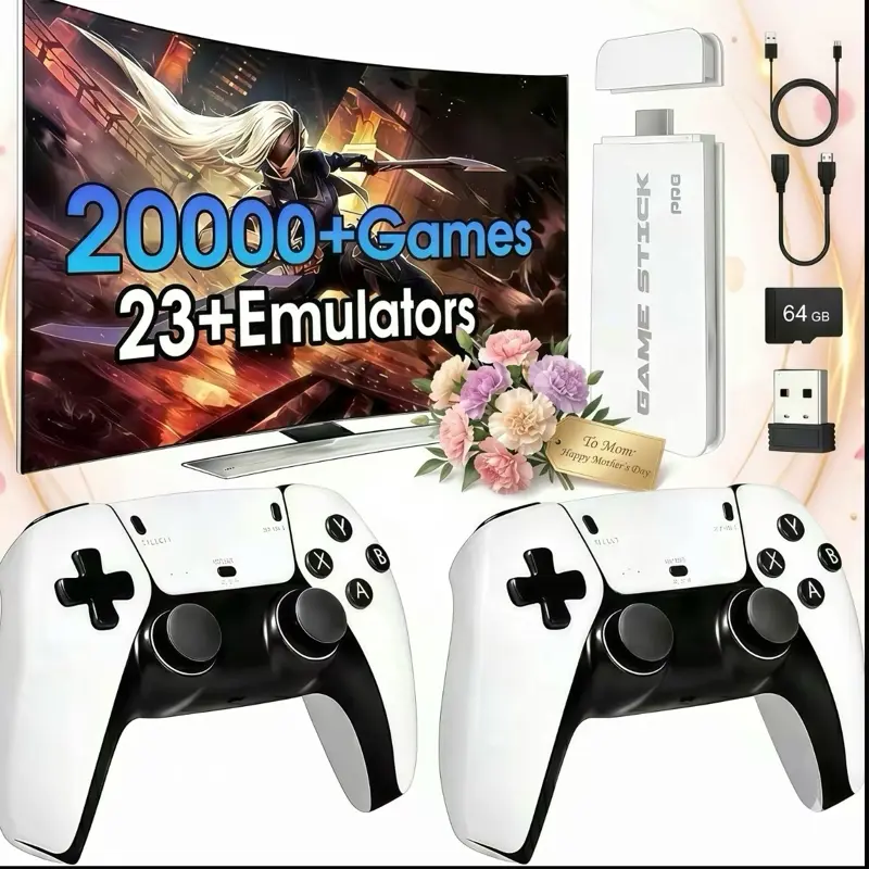 Game Stick with many Games,Wireless HDMI Output, Plug and Play, Support Including 20Emulators& 2.4G Gaming Console ,Outdoorfun Cable controller grips, verizon remote controller tiktokshopspringglowup fathersdaygiftideas