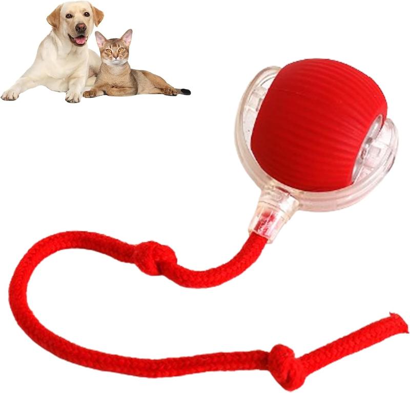 Smart Automatic Rolling Pet Ball Interactive Dog & Cat Toy with Rope 360° Rotating Fun Game for Dogs and Cats + Pet Hair Removal Glove