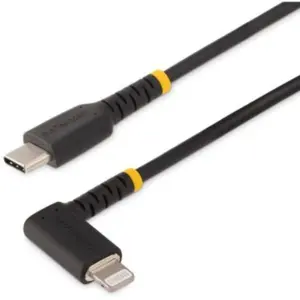 Startech RUSB2CLTMM1MR 1m Durable USB-C to Lightning Cord, Right-Angled Heavy-Duty Rugged Electronic Cable for Mobile, Smartphone, Cellphone Devices
