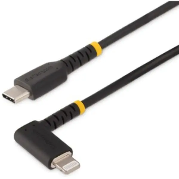 Startech RUSB2CLTMM1MR 1m Durable USB-C to Lightning Cord, Right-Angled Heavy-Duty Rugged Electronic Cable for Mobile, Smartphone, Cellphone Devices