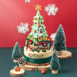 Christmas Tree Building Blocks Music Box Adult Children Educational Assembly Christmas Gift Eight-Tone Box ToyChristmasbirthdayChristmas gifts Magnetic Tiles Set with Cars Red and White Racing Green Sports Model DIY Roses Bouquet Build Your Own Engine Kit
