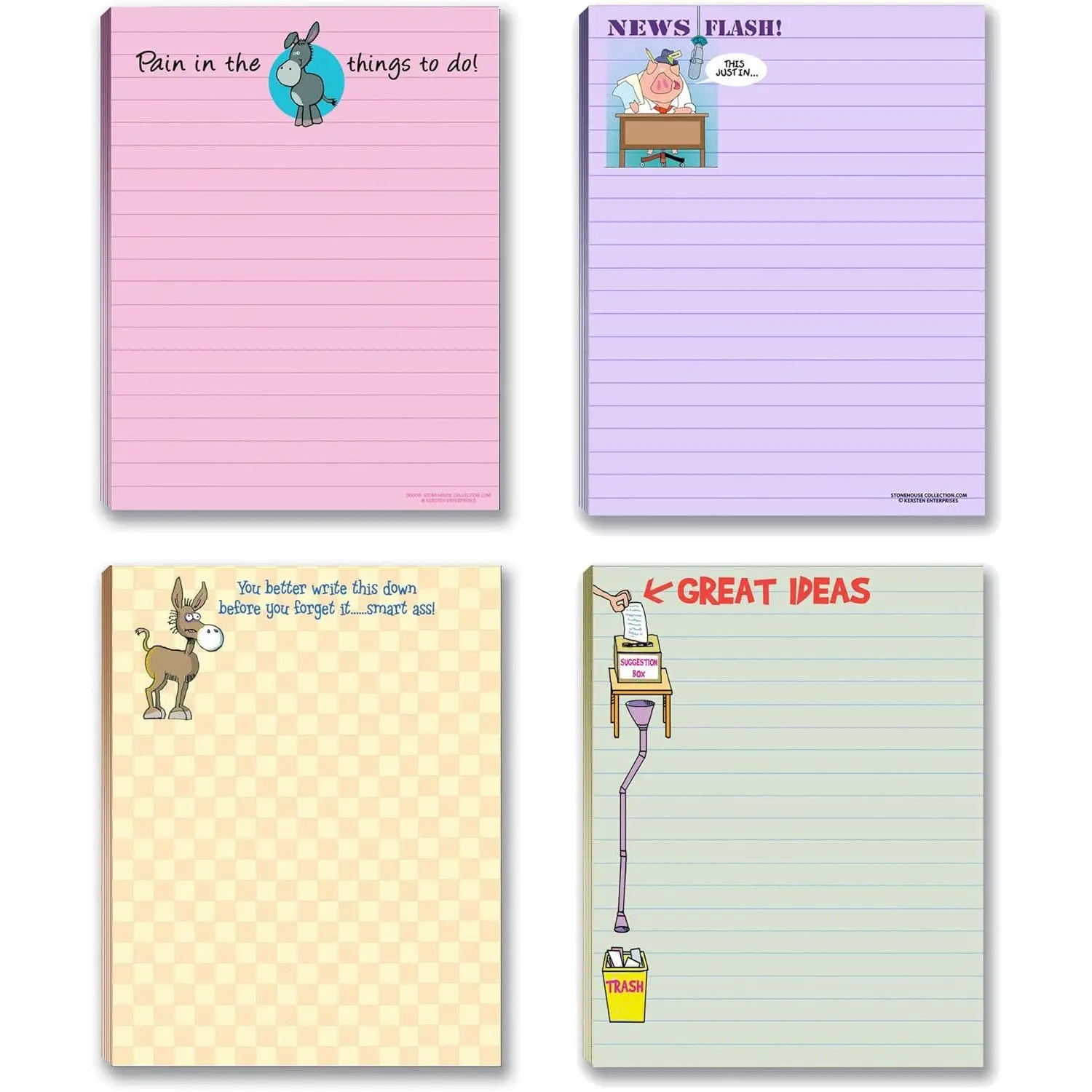 Funny Office Notepad Assorted Pack - 4 Novelty Notepads Supplies (Funny #2)