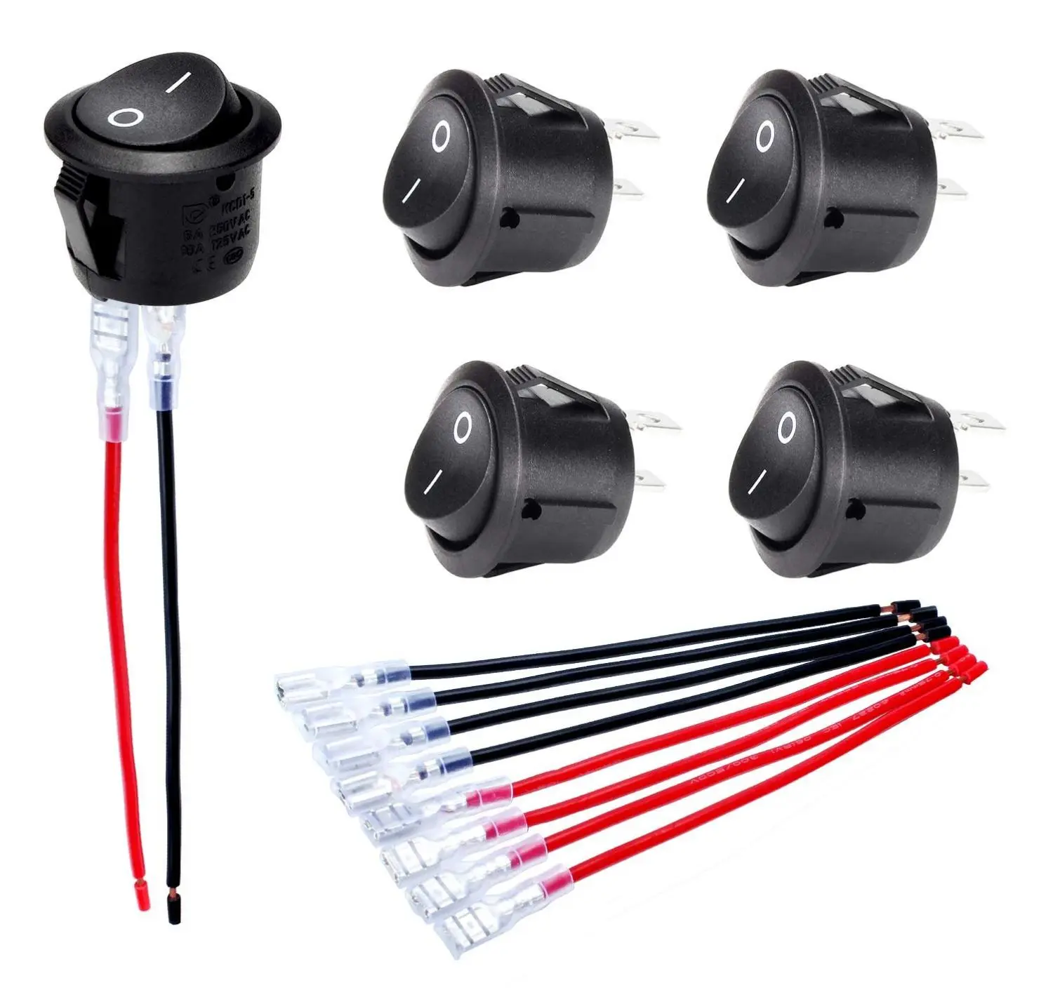 ON Off Round Rocker Switch SPST 12V 20mm Mini Toggle Switch 2 Pin KCD1 for Car RV Automotive Boat DC Switch 5 Pack