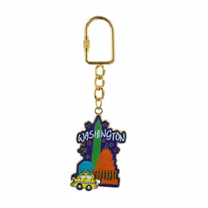 Washington Dc Keychain moving taxi - Gold