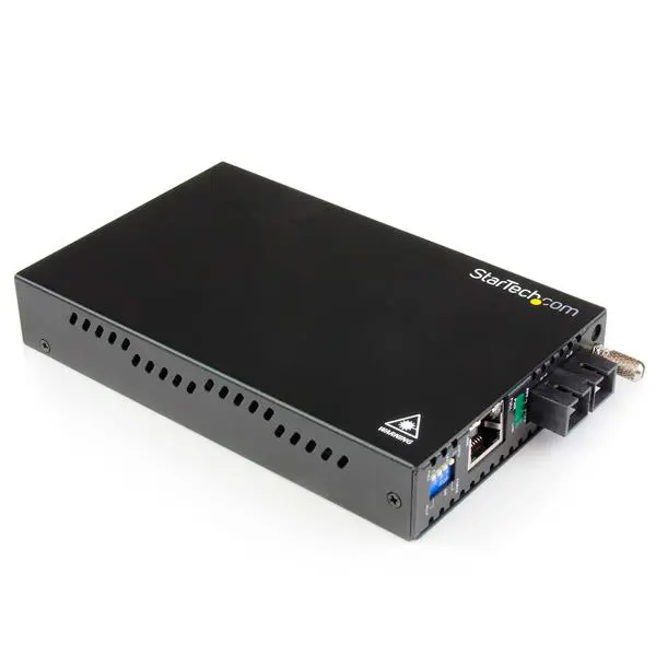 StarTech ST-ET91000SM402 Cost-Effective Fiber Media Converter - 1000 Mbps Gigabit, Single Mode, SC Interface, 40 km Range, 115-230V AC Powered, Link Loss Monitoring, Advanced Features, 21.2 oz, 0.8 in, 3.7 in, 6.3 In 160 Mm), 115-230 Ac