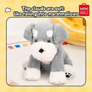 MINISO Cute Schnauzer Sitting Plush Toy - Fashionable Dress-Up Version