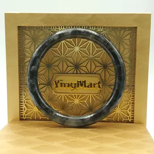YingMart 48–72mm Jadeite Jade Grey White Black Bangle Bracelet Gift for Her Mother Mens Grandma Sister Feng Shui Personalized