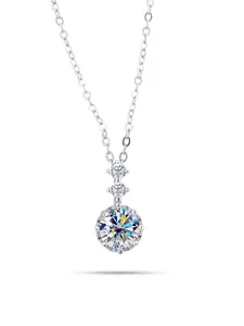 Moissanite 925 Sterling Silver Necklace, Elegant Gift for Wife Girlfriend Daughter, Birthday Valentine's Day Anniversary, Includes Jewelry Box