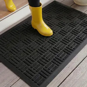 Gorilla Grip 100% Waterproof All-Season WeatherMax Doormat, Durable Natural Rubber, Stain and Fade Resistant, Low Profile, Indoor Outdoor Doormats, Easy Clean Patio Entrance Mat