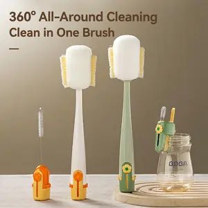 5-in-1 Multifunction Bottle Brush Set with Silicone Bristles for Tumblers Wine Glasses & Baby Bottles Compact Design for Tight Spaces Cleaning