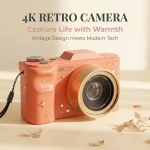 4K Retro Digital Camera for Photography, 64MP Compact Vlogging Camera with Flip Screen, 16X Zoom, Built-in Flash, SD Card Support, Lightweight Travel Camera for Beginners