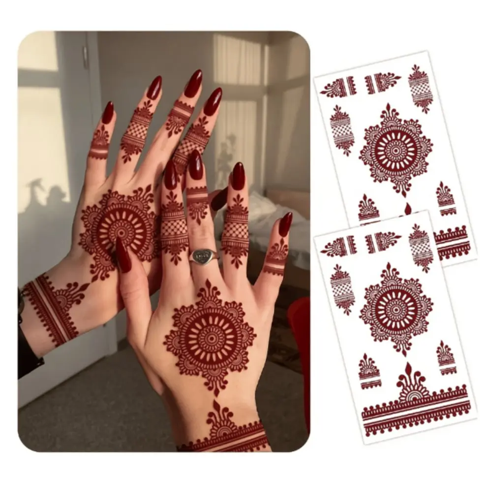 2 Pcs Mandala Floral Lace Sexy Body Art Waterproof Fake Tattoos Temporary Tattoo Stickers, for Hands, Arms, Back, Perfect for Parties and Daily Wear, Arm Temporary Tattoos