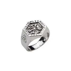Viking Totem Compass Ring for Men - Decorative Ring with Unique Design and Metal Band vintage jewelry